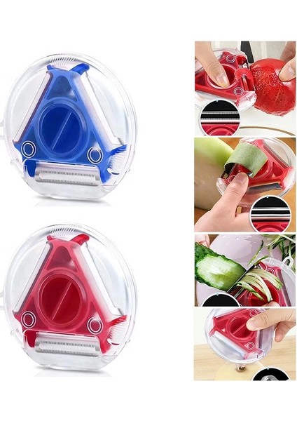 Kırmızı Stil Magic Trio Soyucu Set Dilimleme Mutfak Aleti Meyve ve Sebze Soyucu Soyucu Parçalayıcı Jülyen Kesici Bıçak Zesters Rende (Yurt Dışından) modelleri