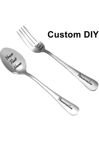 Kaşık Tarzı Özel Dıy Paslanmaz Çelik Ücretsiz Oyulmuş Kahve Kaşığı Çatal Kişiselleştirilmiş Yılbaşı Hediyeleri Mutfak Aksesuarları Sofra Dekorasyon (Yurt Dışından) fırsatları