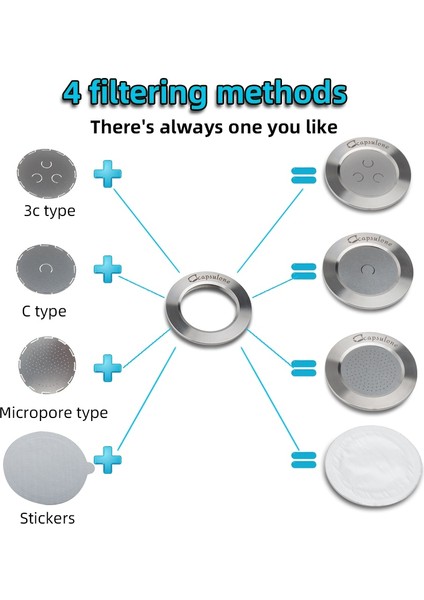 1 Çelik Yüzük Stili Capsulone 3. Paslanmaz Çelik Metal Kapsül Nespresso ile Uyumlu Yeniden Doldurulabilir Yeniden Kullanılabilir Kahve Kapsülü Kapsülü (Yurt Dışından) indirimleri