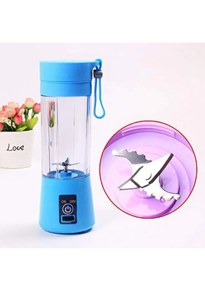 Mor Tarzı Taşınabilir Içecek Sıkacağı Makinesi Ev USB Şarj Edilebilir 4 Bıçaklı Elektrikli Meyve Sıkacağı Suyu Blender (Yurt Dışından)