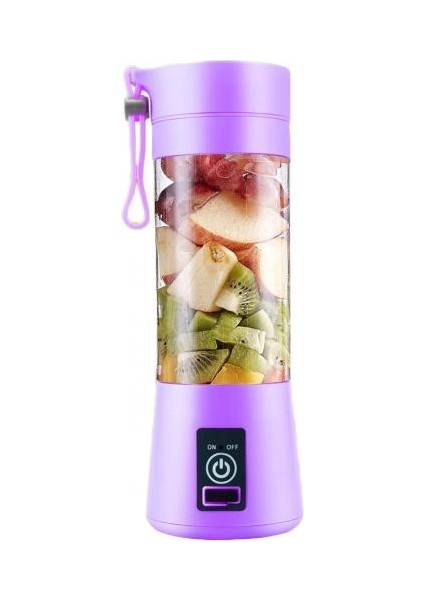Mor Tarzı Taşınabilir Içecek Sıkacağı Makinesi Ev USB Şarj Edilebilir 4 Bıçaklı Elektrikli Meyve Sıkacağı Suyu Blender (Yurt Dışından)