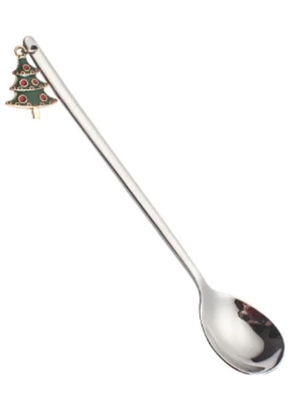 Gümüş Tarzı Et Paslanmaz Noel Kahve Kaşıkları Tatlı Kaşığı Sofra Noel Süslemeleri Ev Dekor Için Mutfak Aksesuarları (Yurt Dışından)