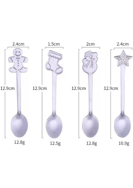 Gümüş Tarzı Et Paslanmaz Noel Kahve Kaşıkları Tatlı Kaşığı Sofra Noel Süslemeleri Ev Dekor Için Mutfak Aksesuarları (Yurt Dışından) indirimleri