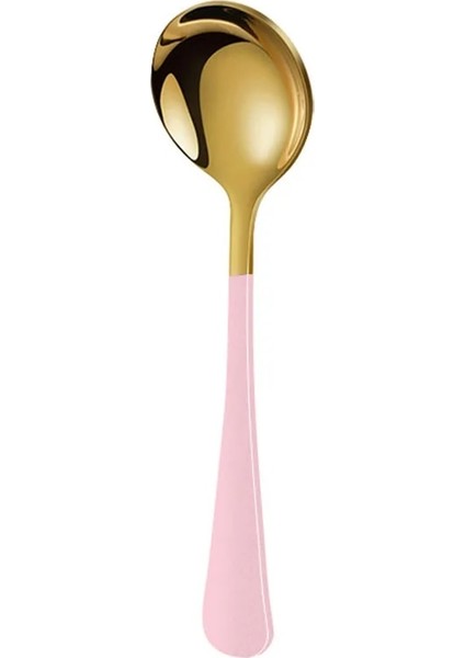 Pembe Altın Tarzı 17.2cm * 4.6cm Paslanmaz Çelik Kahve Kaşığı Yuvarlak Kafa Ev Çay Dondurma Tatlı Kaşığı Akşam Yemeği Sofra Mutfak Aksesuarları (Yurt Dışından)