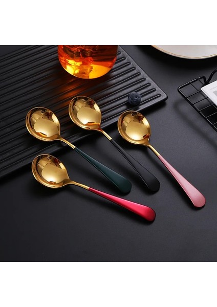 Pembe Altın Tarzı 17.2cm * 4.6cm Paslanmaz Çelik Kahve Kaşığı Yuvarlak Kafa Ev Çay Dondurma Tatlı Kaşığı Akşam Yemeği Sofra Mutfak Aksesuarları (Yurt Dışından) fırsatları