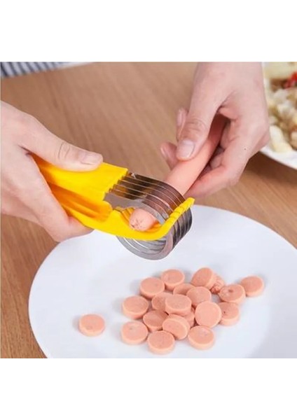 1 Adet Sarı Stil Mutfak Aksesuarları Muz Dilimleme Meyve Sebze Sosis Dilimleme Paslanmaz Çelik Muz Kesici Salata Sundaes Araçları Pişirme Araçları (Yurt Dışından) fırsatları