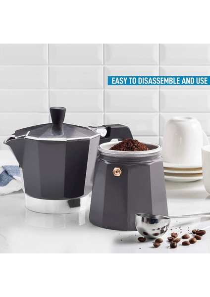 150ML 3 Bardak Siyah Stil Italyan Tarzı Alüminyum Cezve Mocha Kahve Makinesi Dayanıklı Sekizgen Pot Kahve Fincanı Cafeteira Expresso Percolator Pot (Yurt Dışından) modelleri