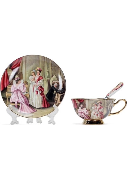 1550C Stili Yefine Yüksek Li Kemik Porselen Kahve Fincanları Vintage Seramik Sırlı Gelişmiş Çay Fincanı ve Tabak Setleri Lüks Hediyeler (Yurt Dışından) indirimleri