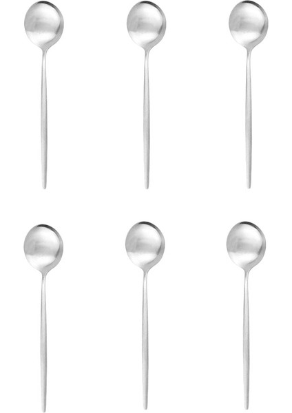 6 Adet Beyaz Gümüş Tarzı 6 Adet Mat Renkli Çay Kaşığı Tatlı Dondurma Paslanmaz Çelik Kaşık Karıştırma Kahve Kaşığı Mutfak Aksesuarları Sofra Takımı (Yurt Dışından)