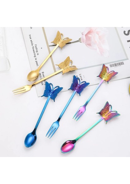 Altın Kaşık Stili 1 Adet Paslanmaz Çelik Kahve Kaşığı Çay Kaşığı Altın Kaplama Şeker Tatlı Meyve Çatal Ayna Parlatma Kelebek Kolu Yemek Takımı (Yurt Dışından) modelleri