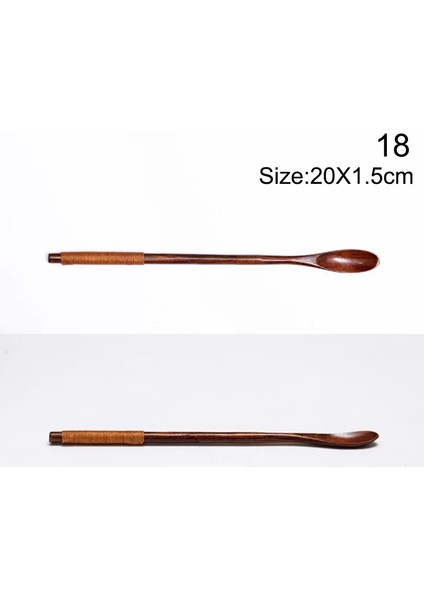 No.18 Tarzı Tahta Kaşık Japon Çorbası Tatlı Kaşığı Küçük Ahşap Kahve Çay Kaşığı Çocuklar Dondurma Kaşığı Mutfak Ahşap Gereçleri Sofra (Yurt Dışından)