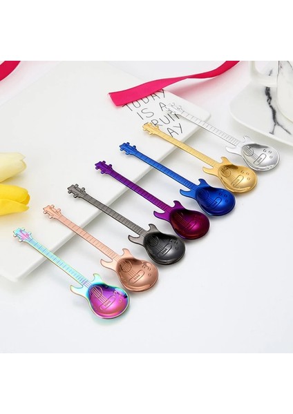 Şerit Tarzı 1 Adet Renk Paslanmaz Çelik Karikatür Gitar Kaşığı Yaratıcı Süt Kahve Kaşığı Dondurma Şeker Çay Kaşığı Mutfak Kahve Aksesuarları (Yurt Dışından) fiyatları