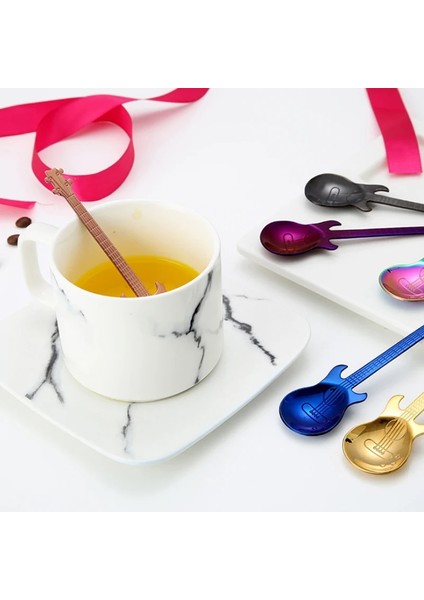 Şerit Tarzı 1 Adet Renk Paslanmaz Çelik Karikatür Gitar Kaşığı Yaratıcı Süt Kahve Kaşığı Dondurma Şeker Çay Kaşığı Mutfak Kahve Aksesuarları (Yurt Dışından) modelleri