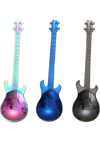 Şerit Tarzı 1 Adet Renk Paslanmaz Çelik Karikatür Gitar Kaşığı Yaratıcı Süt Kahve Kaşığı Dondurma Şeker Çay Kaşığı Mutfak Kahve Aksesuarları (Yurt Dışından) fırsatları