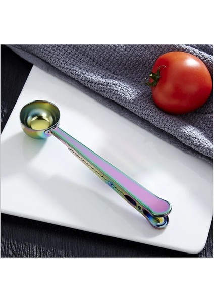 Renkli Stil 1 Adet Paslanmaz Çelik Kahve Kepçe Torba Klipsi ile Fasulye Zemin Ölçme Kaşığı Scooper Çay Kahve Için (Yurt Dışından)