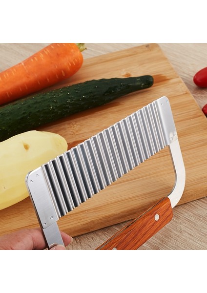 Büyük Stil Dalgalı Kırışık Paslanmaz Çelik Kesme Aleti Serrator Salata Doğrama Bıçağı ve Sebze Patates Kızartması Dilimleme Çelik Bıçak (Yurt Dışından) fırsatları