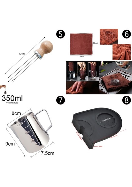 4 Fincan 51MM Sepet Stili Paslanmaz Çelik Kahve Tozu Sabotaj Çekiç 3 Açılı Tamperler Çift Mat Portafilter 350ML Sürahi Dozaj Halkası (Yurt Dışından) modelleri