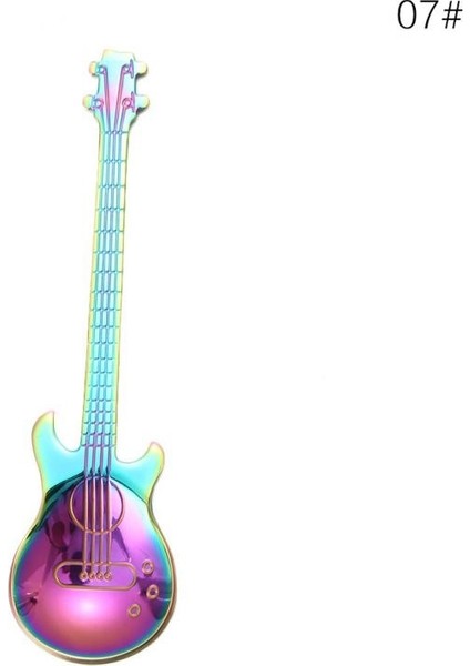 No.7 Tarzı 11.7X3CM 1 Adet Paslanmaz Çelik Gitar Kahve Kaşığı Seti Kepçe Gitar Yaratıcı Çay Kaşığı Dondurma Tatlı Kaşığı Doğum Günü Hediyesi Sofra (Yurt Dışından)