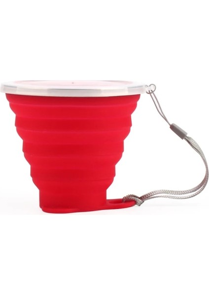 Kırmızı 1 Adet Tarzı Ultra-Ince Silikon Katlanır Bardak + Dstproof Kapak Açık Kahve Fincanları Çocuklar Mevcuttur Seyahat Copa Teleskopik Spor Su Bardağı (Yurt Dışından)