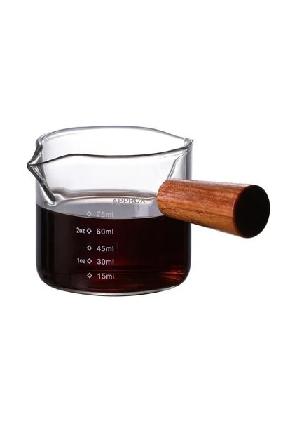 Bir Stil Ahşap Saplı Çift Ağızlı Süt Fincan Şeffaf Cam Kahve Ölçme Fincan Ev Mutfak Kalınlaşmak Sebze Salata Kasesi (Yurt Dışından)
