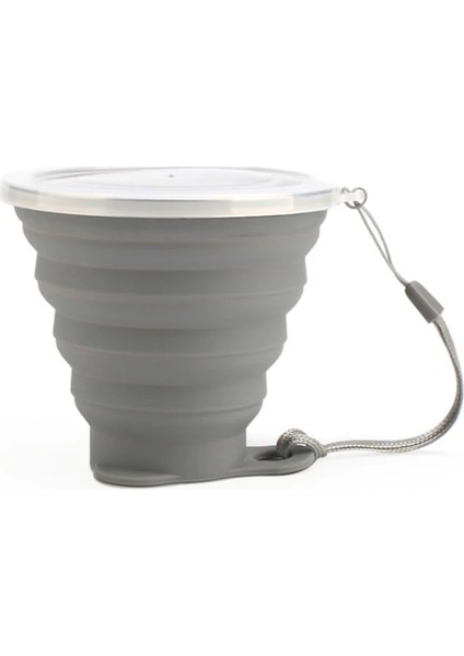 Gri 1 Parça Tarzı Ultra-Ince Silikon Katlanır Bardak + Dstproof Kapak Açık Kahve Fincanları Çocuklar Mevcuttur Seyahat Copa Teleskopik Spor Su Bardağı (Yurt Dışından)