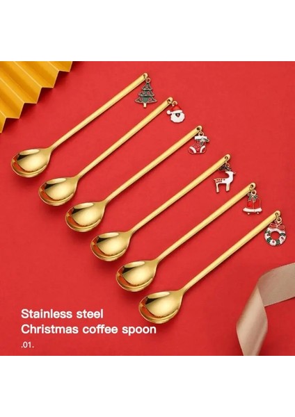 No.3 Tarzı Yeni Yıl Etal Noel Kaşık Noel Partisi Sofra Süsler Ev Masa Tatlı Kahve Kaşığı Için Noel Süslemeleri (Yurt Dışından) fiyatları