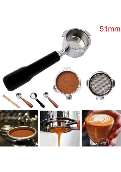 51MM Filtre Standı Stili Filtre Sepeti Paslanmaz Çelik Yedek Espresso Makinesi Aksesuarı Için 51MM Kahve Dipsiz Portafilter (Yurt Dışından)