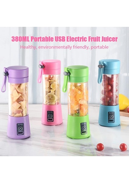 Mavi Stil 380ML Taşınabilir Şarj Edilebilir USB Elektrikli Meyve Sıkacağı Smoothie Blender Mikser 6 Bıçaklı Mutfak Eşyaları Taşınabilir Elektrikli Meyve Sıkacağı (Yurt Dışından)