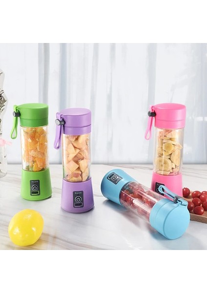 Mavi Stil 380ML Taşınabilir Şarj Edilebilir USB Elektrikli Meyve Sıkacağı Smoothie Blender Mikser 6 Bıçaklı Mutfak Eşyaları Taşınabilir Elektrikli Meyve Sıkacağı (Yurt Dışından)