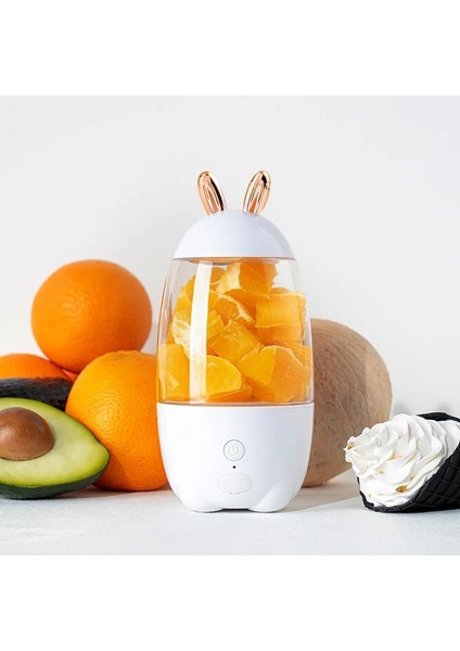 01 Beyaz Stil Taşınabilir Şarj Blender Dayanıklı Dört Bıçaklı Kişisel Meyve Sıkacağı Fincan Ev Mutfak Borosilikat Cam Abs Malzeme Sağlıklı Meyve Suyu (Yurt Dışından)