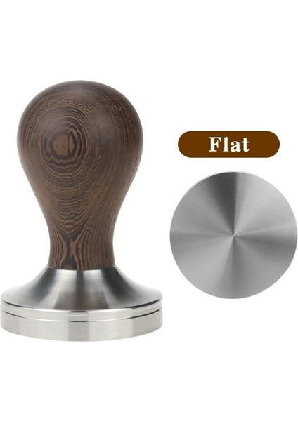 Wenge Düz Stil 53 mm Espress Kahve Tamper, 304 Paslanmaz Çelik Düz ve Dalgalı Taban, mm (Yurt Dışından)