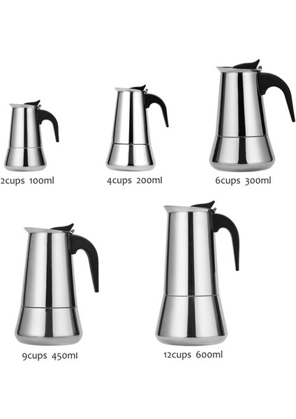 450ML Stili Paslanmaz Çelik Moka Pot Avrupa Cezve Indüksiyon Ocak Açık Alev Evrensel Cezve Mutfak Aracı Aksesuarları (Yurt Dışından) modelleri