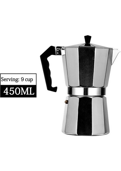 05 450ML Tarzı Kahve Makinesi Alüminyum Mocha Espresso Percolator Pot Kahve Makinesi Moka Pot ml Ocak Üstü Kahve Makinesi (Yurt Dışından)