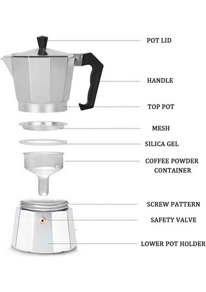 05 450ML Tarzı Kahve Makinesi Alüminyum Mocha Espresso Percolator Pot Kahve Makinesi Moka Pot ml Ocak Üstü Kahve Makinesi (Yurt Dışından) fırsatları