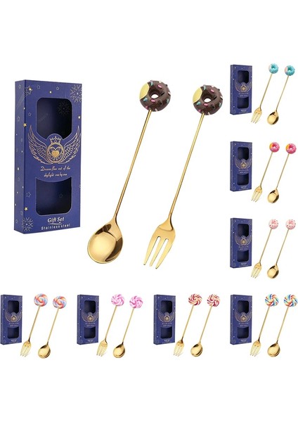 Altın Kaşık 1 Stil Donut Tasarım Paslanmaz Çelik Tatlı Kahve Kaşığı Meyve Çatalı Karıştırma Bebek Çocuk Dondurma Meyve Kaşık Mutfak Sofra Takımı (Yurt Dışından) modelleri