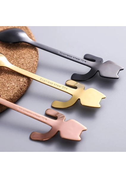 Gül Altın Tarzı 11,5 cm Sevimli Kedi Kahve Kaşığı Paslanmaz Çelik Yaratıcı Çay Kaşığı Tatlı Aperatif Dondurma Mini Kupa Çay Bardağı Sofra Mutfak Aksesuarları (Yurt Dışından) fırsatları