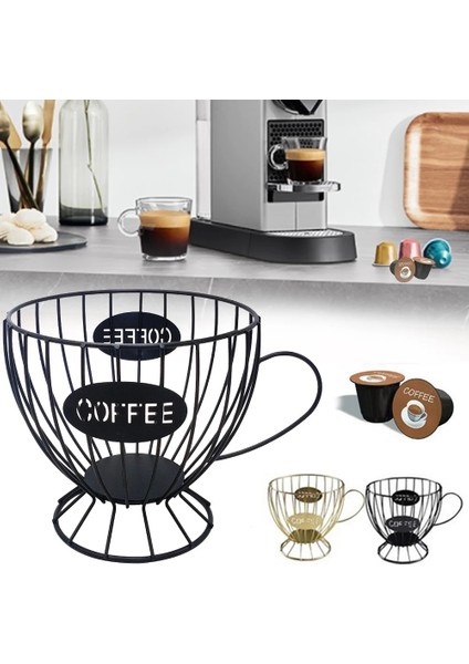 Siyah Stil Kahve Kapsül Depolama Sepeti Iskandinav Demir Sanat Delikli Sepet Vintage Kahve Pod Organizatör Tutucu Ev Cafe Otel Süsleme Için (Yurt Dışından) modelleri