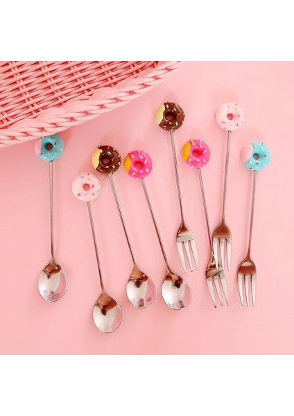 Gümüş Çatal 1 Tarzı Donut Tasarım Paslanmaz Çelik Tatlı Kahve Kaşığı Meyve Çatalı Karıştırma Bebek Çocuk Dondurma Meyve Kaşık Mutfak Sofra Takımı (Yurt Dışından) fiyatları