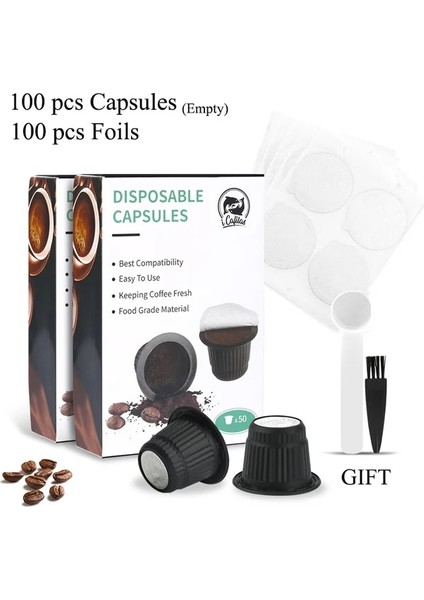120 Takım Siyah Stil Folyo Kapaklı Nespresso Kahve Kapsülü Için Icafilas Espresso Tek Kullanımlık Filtre Pod Alüminyum Folyo Kapak Mutfak Kahve Mahi E (Yurt Dışından)