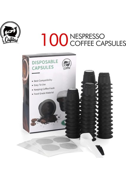 120 Takım Siyah Stil Folyo Kapaklı Nespresso Kahve Kapsülü Için Icafilas Espresso Tek Kullanımlık Filtre Pod Alüminyum Folyo Kapak Mutfak Kahve Mahi E (Yurt Dışından)