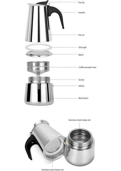 300ML Stili Paslanmaz Çelik Italyan Üst Cafetieres Çay Kahve Makinesi Pistonları Moka Pot Avrupa Kahve Elektrikli Tencere Indüksiyon Ocak (Yurt Dışından) modelleri