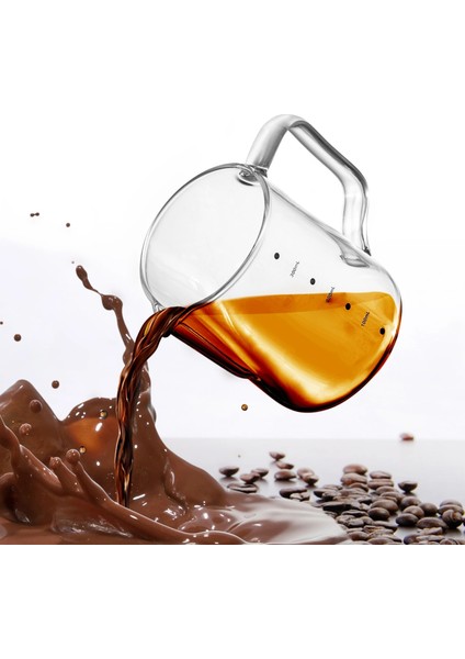 Ahşap Sap Stili 20OZ 600ML Yüksek Borosilikat Cam Süt Köpürtme Sürahi, 20OZML Espresso Kahve Barista Latte Cappuccino Süt Kreması Fincan Köpürtme Sürahisi (Yurt Dışından)