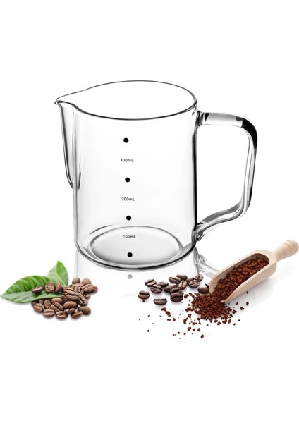 Ahşap Sap Stili 20OZ 600ML Yüksek Borosilikat Cam Süt Köpürtme Sürahi, 20OZML Espresso Kahve Barista Latte Cappuccino Süt Kreması Fincan Köpürtme Sürahisi (Yurt Dışından)
