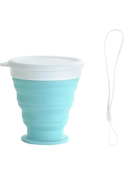 200ML Mavi Stil ml Taşınabilir Geri Çekilebilir Silikon Katlanır Su Bardağı Katlanabilir Seyahat Bardağı Kamp Kapaklı Bardak Genişletilebilir Içme Bardağı (Yurt Dışından)
