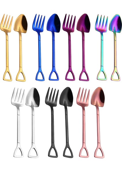 Siyah-Çatal Tarzı Yaratıcı Paslanmaz Çelik Kürek Şekilli Kaşık Çatal Renkli Gül Altın Sofra Uzun Saplı Kahve Kaşığı Çay Kaşığı Karıştırma Kaşığı (Yurt Dışından) fiyatları