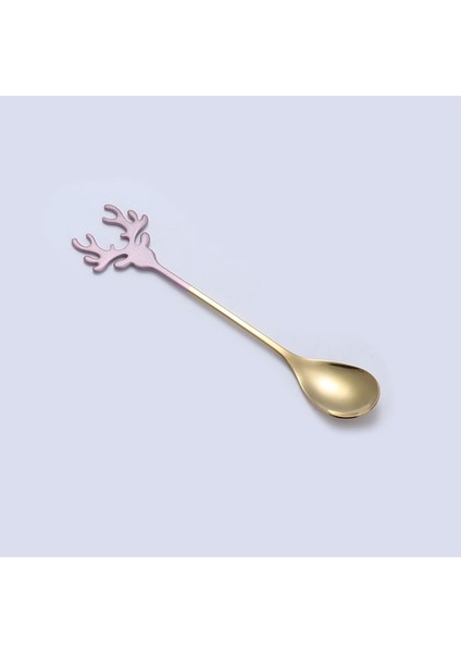 Pembe Altın Tarzı 2022 Yeni Geyik Kafası Şekli Paslanmaz Çelik Karıştırma Kaşığı Romantik Noel Elk Kahve Tatlı Kaşığı Nefis Hediye Sofra Seti (Yurt Dışından)