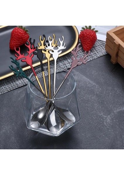 Pembe Altın Tarzı 2022 Yeni Geyik Kafası Şekli Paslanmaz Çelik Karıştırma Kaşığı Romantik Noel Elk Kahve Tatlı Kaşığı Nefis Hediye Sofra Seti (Yurt Dışından) modelleri