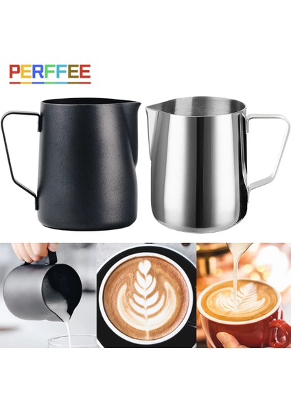 350ML-SIYAH Stil Kahve Süt Sürahi Paslanmaz Çelik Yapışmaz Süt Sürahisi Espresso Kahve Sürahi Barista Süt Köpürtücü Sürahi ml (Yurt Dışından)
