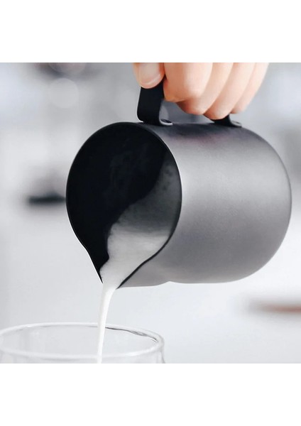 350ML-SIYAH Stil Kahve Süt Sürahi Paslanmaz Çelik Yapışmaz Süt Sürahisi Espresso Kahve Sürahi Barista Süt Köpürtücü Sürahi ml (Yurt Dışından)