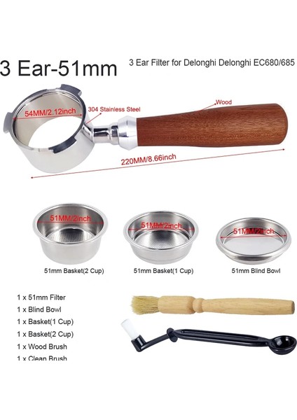 Xın Dış Müdahale 51MM Stili Kahve Dipsiz Portafiltre Dozaj Halkalı Filtre Için 3 Açı Ayarlanabilir Dış Müdahale 2 Bardak Sepeti 350ML Köpürtme Sürahi (Yurt Dışından)
